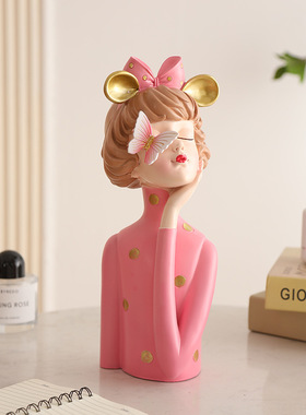 北欧可爱轻奢蝴蝶结女孩插花装饰