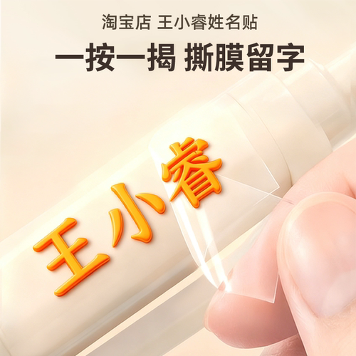 姓名贴定制中小学生儿童撕膜留字名字贴立体防水文具用品转印贴纸 - 图2