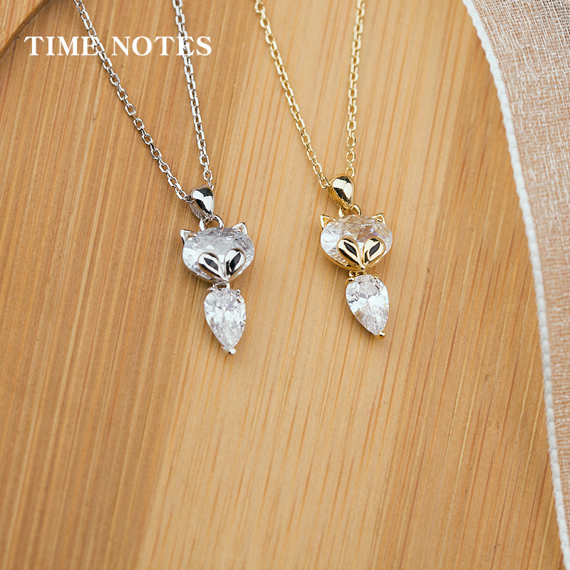 女纯银电镀14k金可爱狐狸锁骨链 timenotes项链