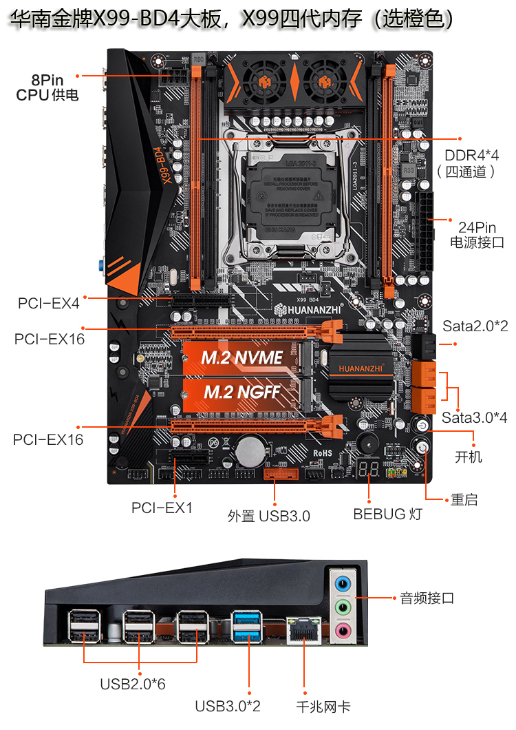 HUANANZHI/华南金牌 X99-BD4支持DDR4 BD3支持DDR3 - 图2