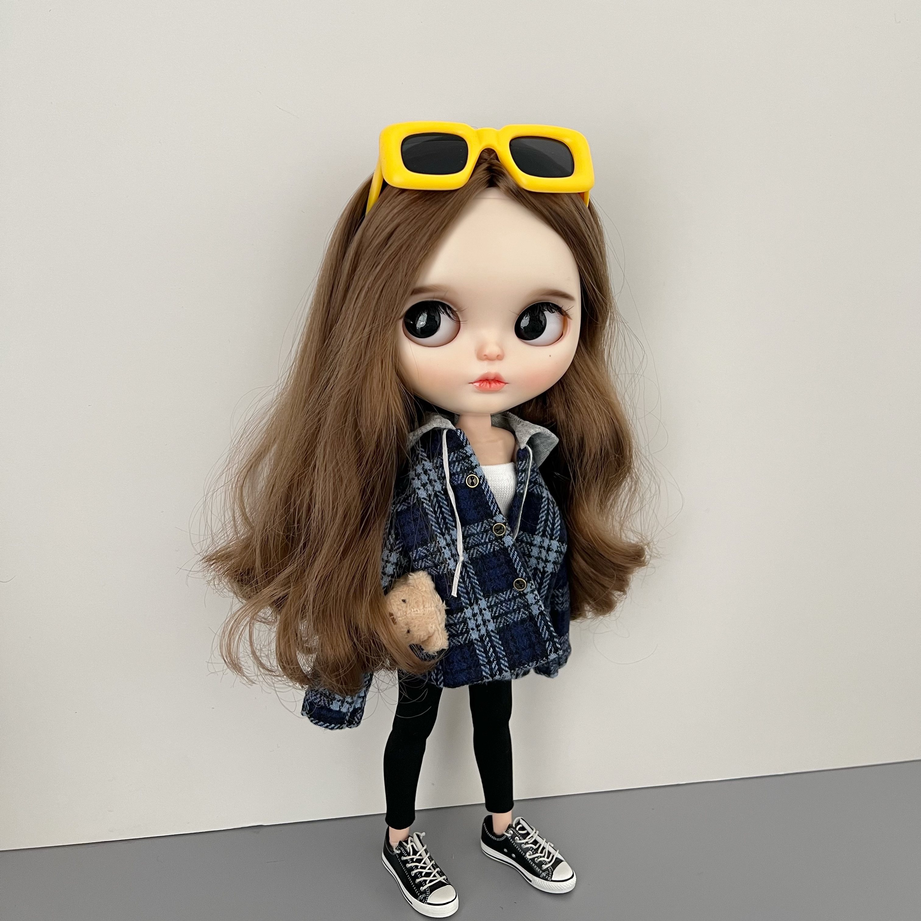 blythe小布娃衣ob24 azone19关节 bjd小六素体复古假两件格子外套,淘宝优惠券,粉丝福利购,淘宝优惠卷