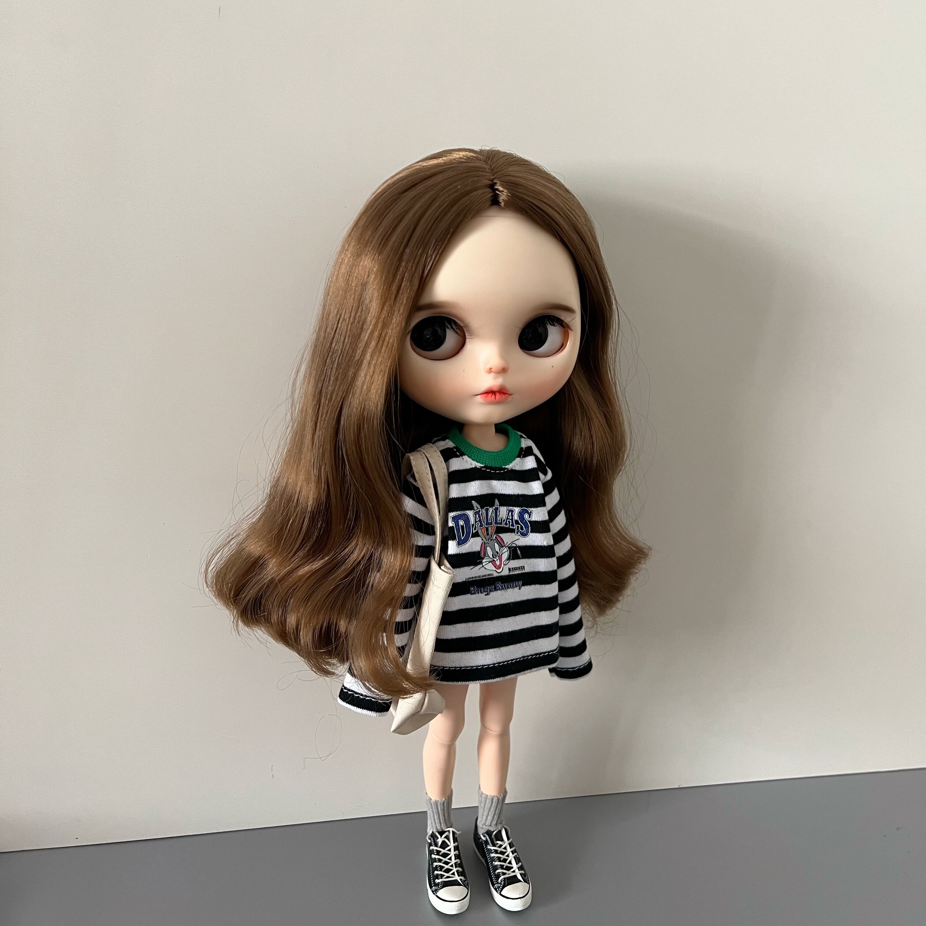 blythe小布娃娃衣服ob24 26 azone licca pp fr娃衣撞色条纹卫衣-图1