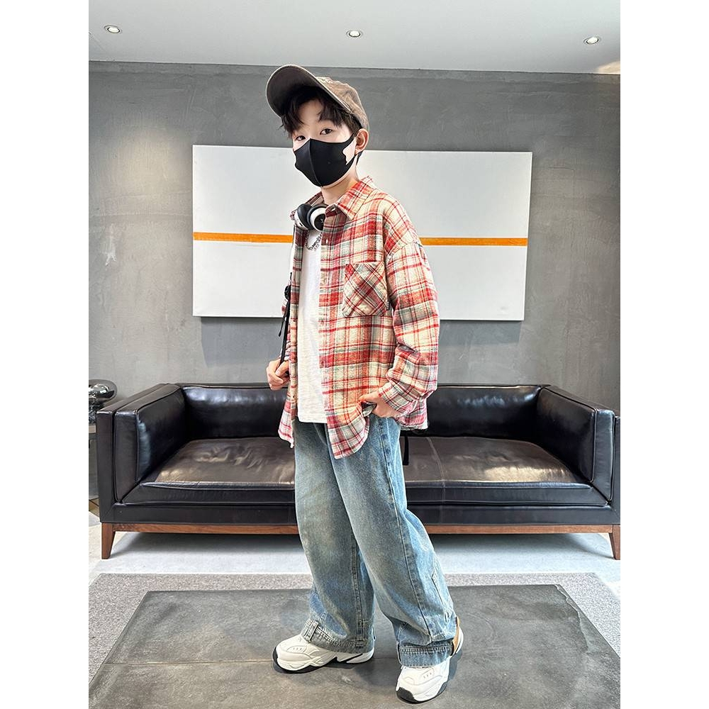品牌专柜儿童装男童春装衬衫2025新款春秋款中大童春季帅气格子衬 - 图2