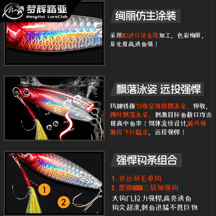 梦辉鱼鳞纹玛牌飘落铁板钓翘嘴海鲈鱤鱼远投飘落铁板路亚饵,淘宝优惠券,粉丝福利购,淘宝优惠卷