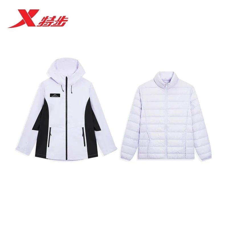 特步三防羽绒冲锋衣外套女款2025冬季三合一两件套975428660082,淘宝优惠券,粉丝福利购,淘宝优惠卷