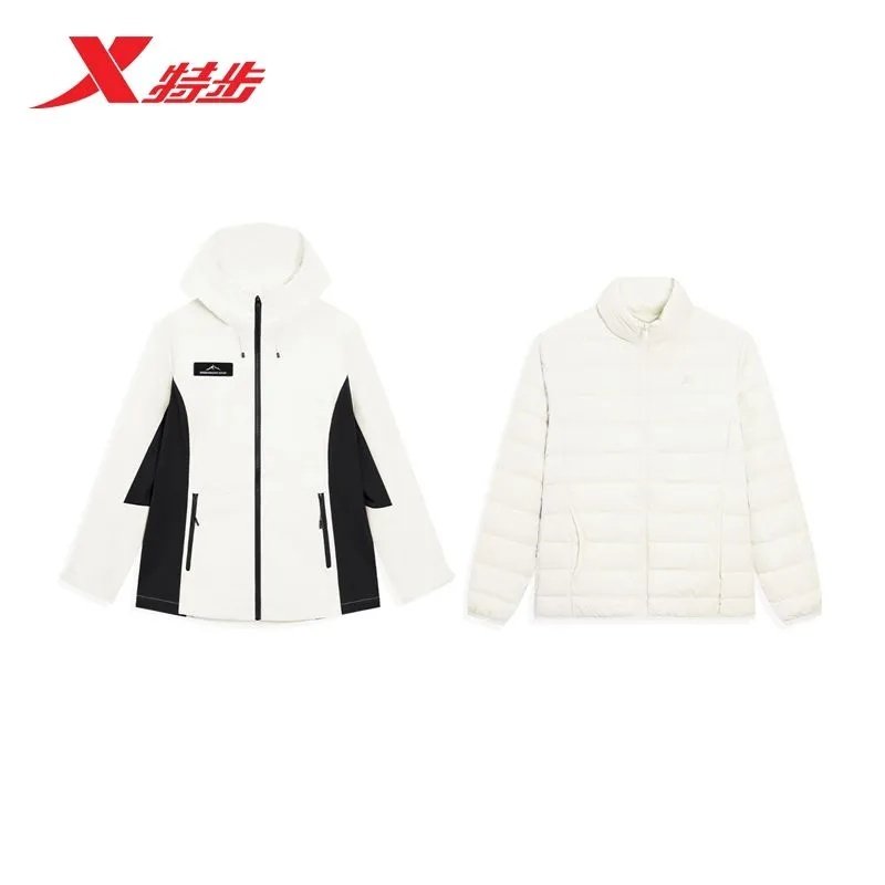 特步三防羽绒冲锋衣外套女款2025冬季三合一两件套975428660082,淘宝优惠券,粉丝福利购,淘宝优惠卷