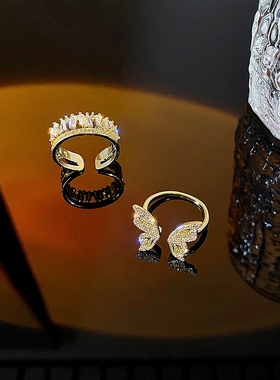 高级感气质仙气蝴蝶结开口戒指女时尚个性日系轻奢小众精致食指戒