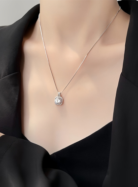 纯银莫桑钻项链女款不掉色可水洗