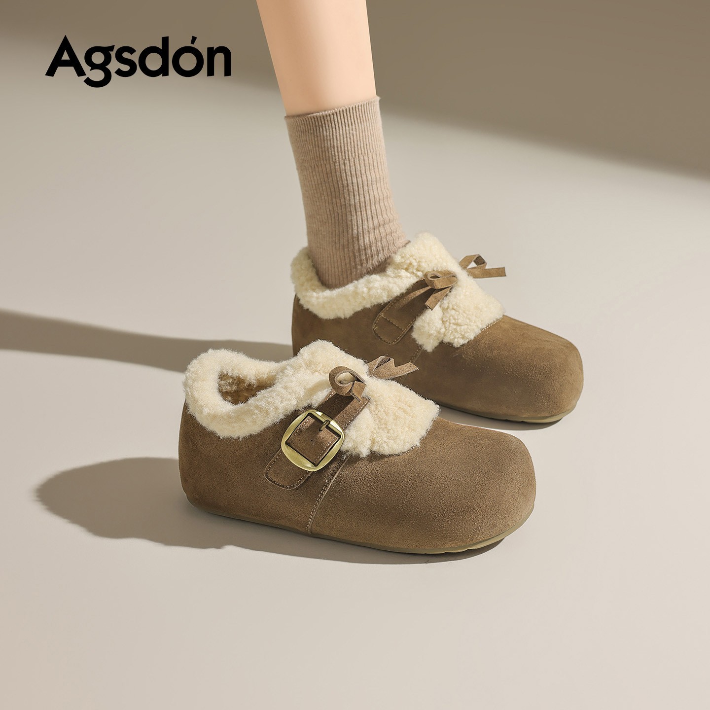 奥古狮登勃肯鞋女加绒2025新款冬季软底毛毛棉鞋内增高保暖雪地靴 - 图3