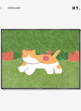 【电表箱】奶油风《悠闲午后》慵懒猫咪客厅平面画治愈系玄关沙发