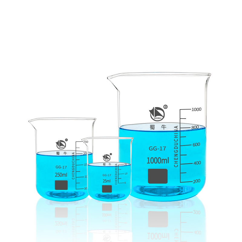 蜀牛玻璃烧杯25 50 100 250 500 1000ml家用耐高温化学实验室器材 - 图3