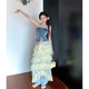 Sexy hot girl yellow thin mesh layered skirt for women in summer new irregular high waist slim cake skirt