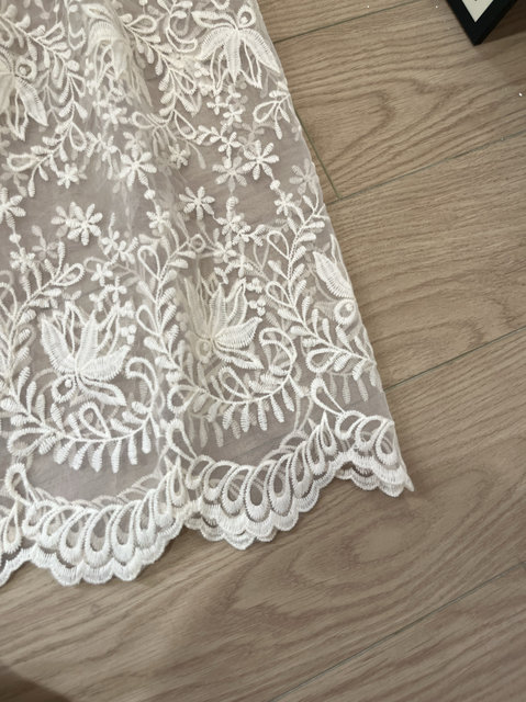 Retro see-through hollow lace skirt for women summer new layered niche mid-length elastic waist mesh skirt