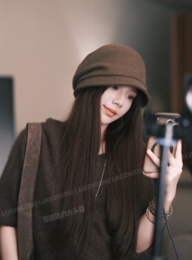 罗猪猪【橄榄绿】日系复古褶皱羊毛堆堆帽女秋冬简约百搭渔夫帽显