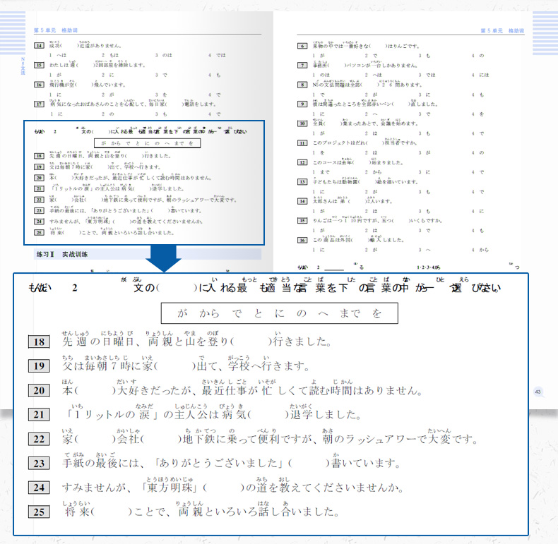 蓝宝书新日本语能力考试N5N4文法 详解+练习 华东理工大学出版社 新题型新日语能力测试N4N5文法真题考点详解 实战练 - 图2