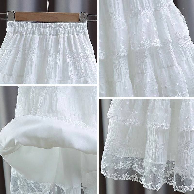 女童半身裙夏装2025新款儿童蛋糕公主裙儿童女孩蕾丝白色长款裙子,淘宝优惠券,粉丝福利购,淘宝优惠卷