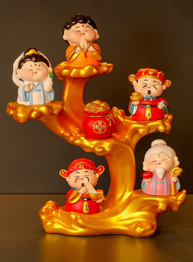 五路财神爷玄关摆件家居小神仙装饰品树脂工艺品乔迁礼物小摆件