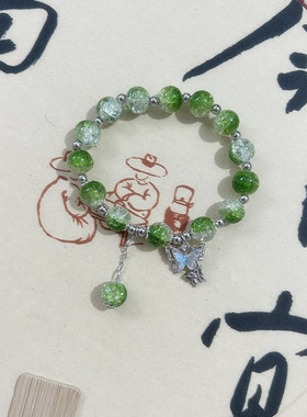 新中式古风串珠弹力绳手串甜美玻璃珠珠手串夜市摆摊手饰