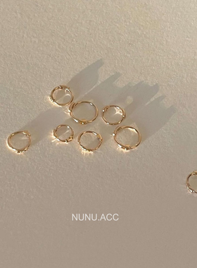 NuNu 自制睡觉免摘金色s925纯银超迷你细素圈耳钉耳屏耳骨圈耳皮