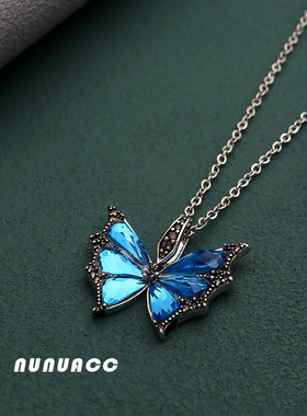 Jennie同款蓝色宝石蝴蝶项链