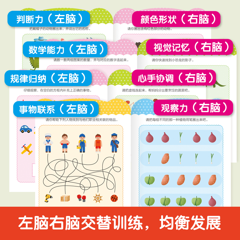 一问一答智力开发宝宝逻辑思维智力开发训练书2-3-4-5-6岁大脑启蒙训练互动游戏潜能开发书幼儿园左右脑益智思维玩具小开本图书-图2