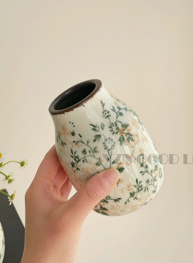复古绿萝花瓶陶瓷小水养插花客厅