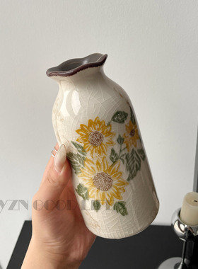 美式田园风冰裂陶瓷小花瓶摆件