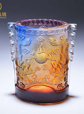 琉璃龙行天下笔筒创意时尚桌面摆件精致老板办公桌摆件 高档 大气