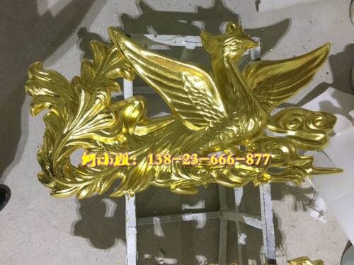 酒楼大厅堂钛金玻璃钢酒店背景墙龙凤双喜雕塑浮雕壁画大厅龙凤囍 - 图1