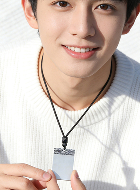 平安祥云无事牌纯银古法实心项链999足银材质吊坠礼物男女同款