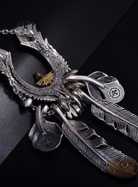 天使之愿风格羽毛项链老鹰男长款