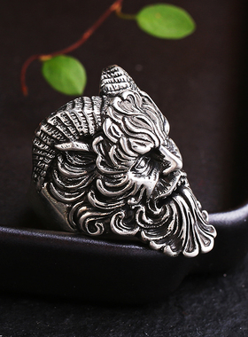 复古做旧泰银戒指男士S925牧师