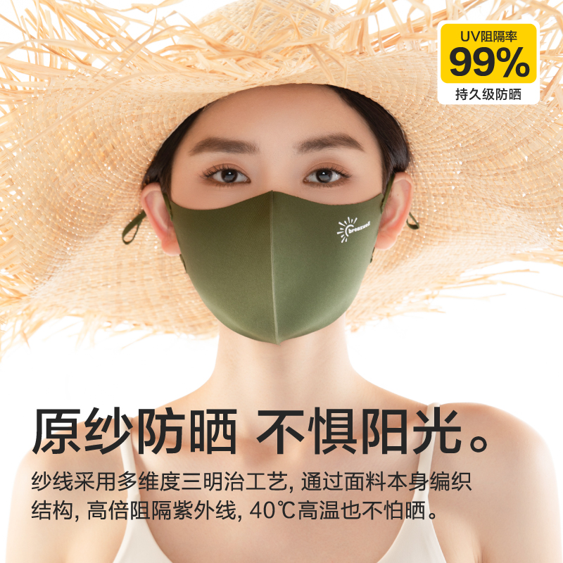 防晒口罩女防紫外线女夏季新款高颜值冰丝面罩透气遮阳立体小脸
