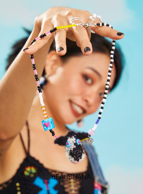 小黄香蕉手钩奶牛项链