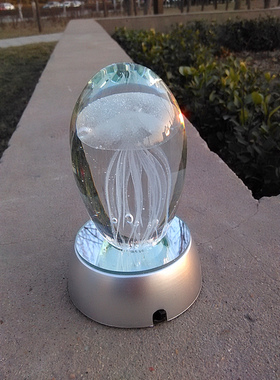 山东淄博特产特价包邮夜光琉璃水母球水晶摆件男女情人节生日礼物