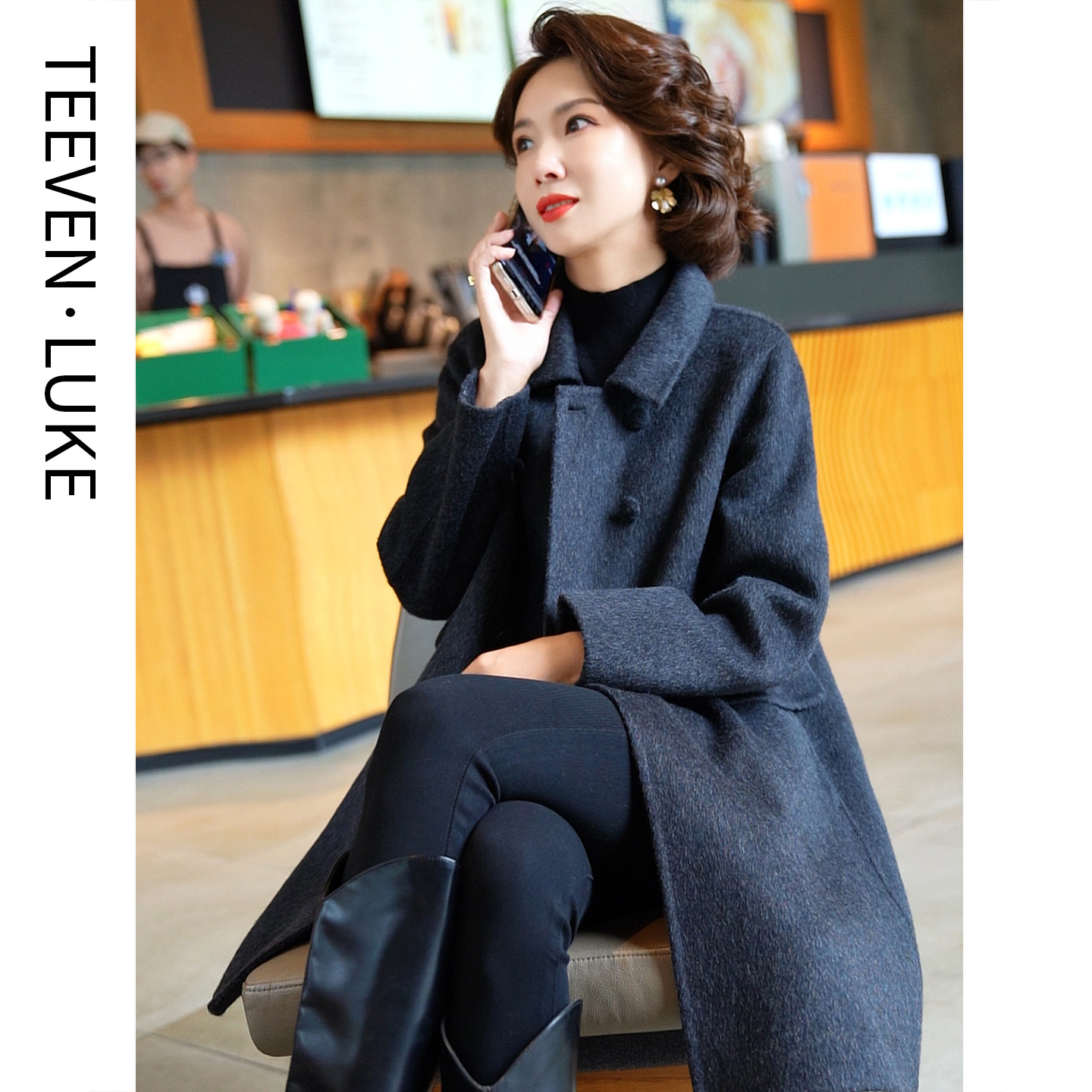 2025秋冬季新款高端毛呢外套羊毛双面呢大衣女中长款气质显瘦妈妈,淘宝优惠券,粉丝福利购,淘宝优惠卷