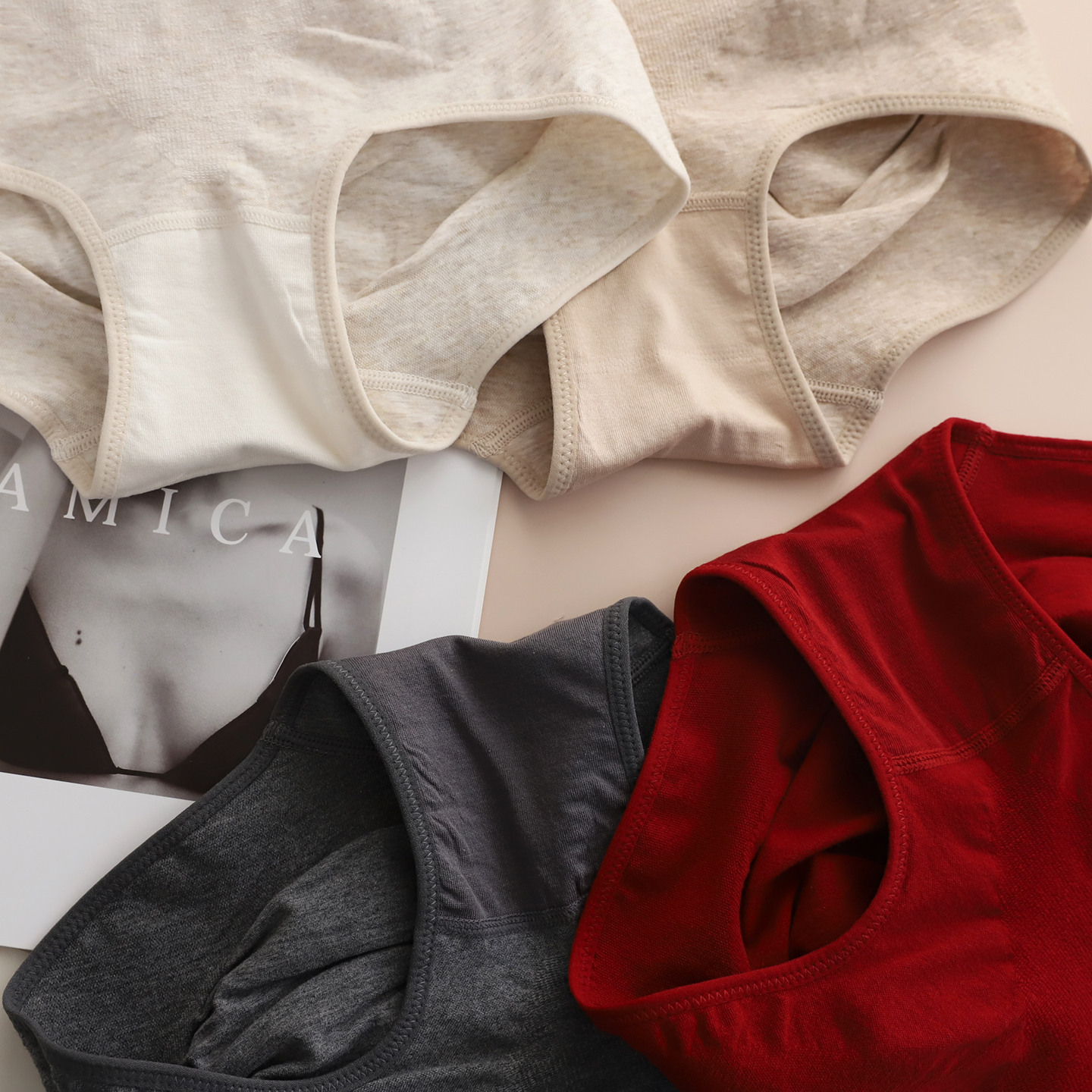 秋冬加厚棉日系无缝紧身收腹提臀中腰暖宫大包臀莱赛尔蚕丝女内裤 - 图2