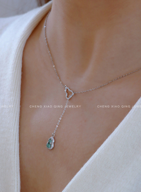 天然翡翠绿色葫芦项链夏天日常百搭 女士高级感锁骨链s925纯银