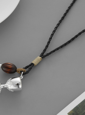 26年原创拾光杯系列项链 小众感简约可抽拉长款酒杯木珠项链