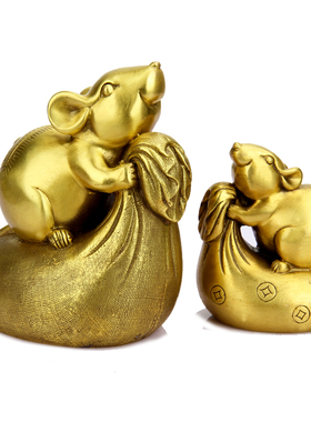 黄铜十二生肖鼠铜老鼠摆件五鼠九鼠摆件聚宝盆鼠如遇鼠摆件