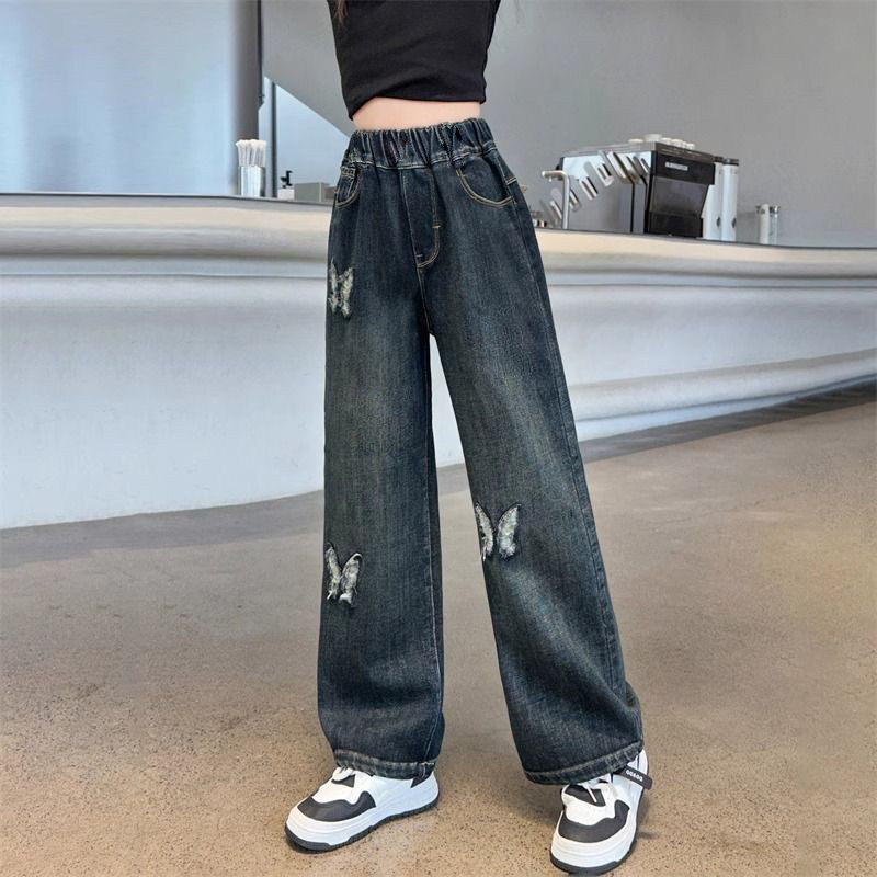 悠卡漫韩版秋冬中大童时尚裤子儿童宽松牛仔裤2025女童加绒加厚,淘宝优惠券,粉丝福利购,淘宝优惠卷