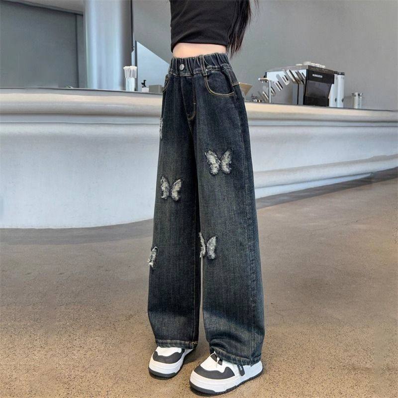 悠卡漫韩版秋冬中大童时尚裤子儿童宽松牛仔裤2025女童加绒加厚,淘宝优惠券,粉丝福利购,淘宝优惠卷