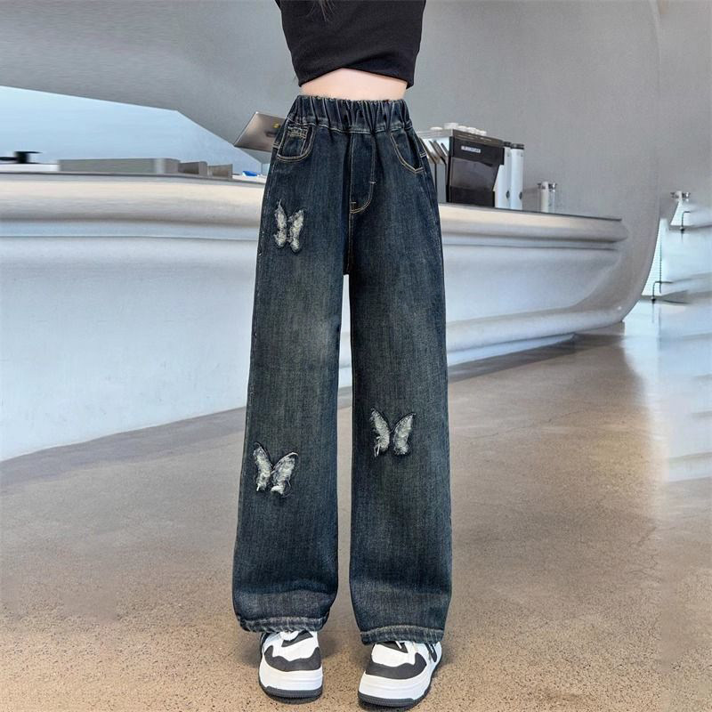 悠卡漫韩版秋冬中大童时尚裤子儿童宽松牛仔裤2025女童加绒加厚,淘宝优惠券,粉丝福利购,淘宝优惠卷