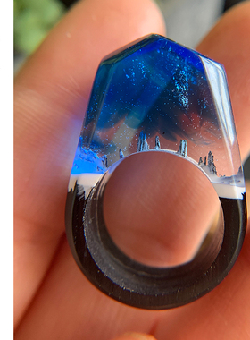 原创梦幻树脂宇宙星辰礼物戒指