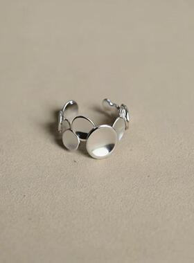 不规则寻物圆勺烧白戒指品手镯手工搭配不规则圆勺烧白戒指银白色