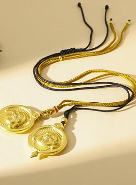 沙金笑口弥勒佛牌项链首饰吊坠饰品男女款礼品佛公高端直播手链