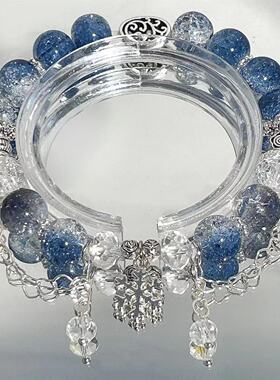 小红书爆款【冰岛极夜】碎花蓝雪花手链小众设计超仙手串饰品配饰