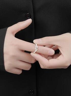 国风戒指女森系莲花设计复古时尚气质国风活口食指环银白色戒子环