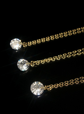 闪亮一颗钻14K金色项链