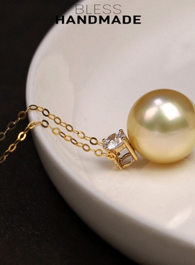 奶油金南洋金珍珠戴妃K金色项链